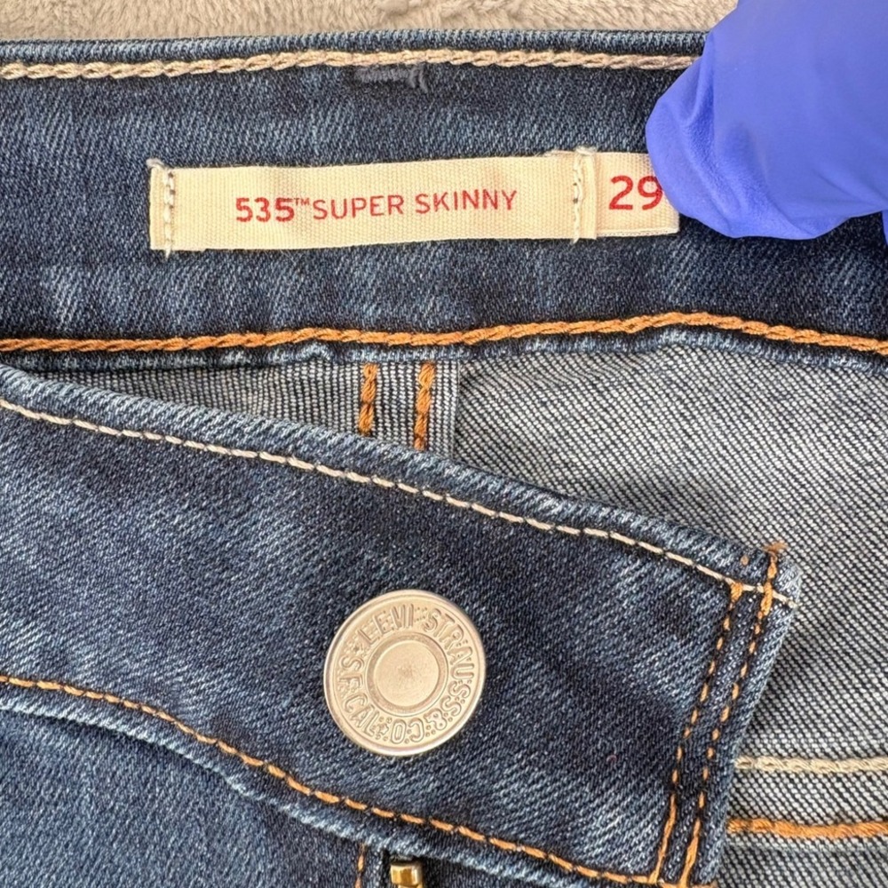 Levi's Jeans Womens 29 (Fits 28x27.5) Blue 535 Super Skinny Stretch Casual Sleek - Picture 6 of 11
